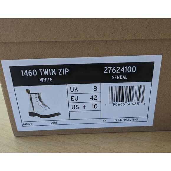 Dr. Martens 1460 Women's Twin Zip White Sendal Leather Combat Boots UK 8 NIB - Picture 13 of 15